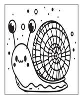 AI generated snail coloring page for kids vector