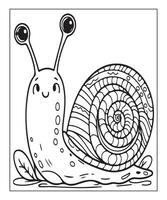 AI generated snail coloring page for kids vector