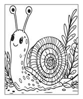 AI generated snail coloring page for kids vector