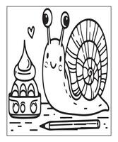 AI generated snail coloring page for kids vector