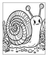 AI generated snail coloring page for kids vector