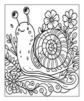 AI generated snail coloring page for kids vector