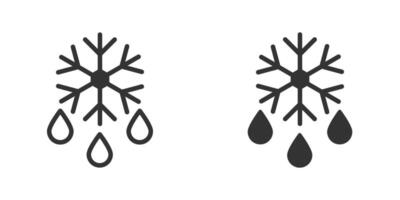 Snowflake and drop icon. Fefrost symbol. Flat vector illustration.