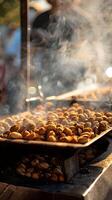 AI generated Roasted nuts at a festival, cinnamon and sugar, sweet nostalgia photo