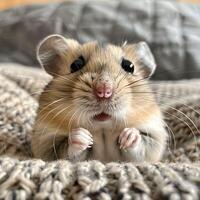 AI generated Endearing hamster, tiny paws, whiskers of curiosity photo