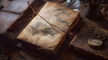 AI generated Lost explorers journal, adventures bound, historys whispers photo