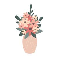 Vase with flowers isolated on white background vector