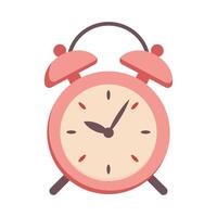 Pink alarm clock isolated on white background vector