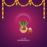 Pohela Boishakh,  festival of.  Pohela boishakh poster, bengali new year, Suvo Noboborsho, Flat illustration of   social media post. greeting, card, vector