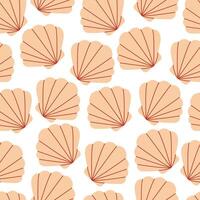 Seashells seamless pattern. Trendy background of seashells for wrapping paper, web, textile. Marine decoration. Flat style vector