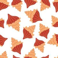 Seashells seamless pattern. Trendy background of seashells for wrapping paper, web, textile. Marine decoration. Flat style vector