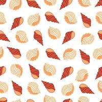 Seashells seamless pattern. Trendy background of seashells for wrapping paper, web, textile. Marine decoration. Flat style vector