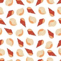 Seashells seamless pattern. Trendy background of seashells for wrapping paper, web, textile. Marine decoration. Flat style vector