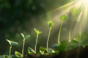 ai generado un secuencial ver de el crecimiento etapas de un planta desde brote a floración foto