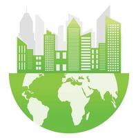 Ecology concept,the world is in the energy saving light bulb green,vector illustration. green eco city vector