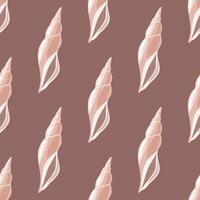 Sea shells vector seamless pattern, mollusks. Flat illustration of seashell.
