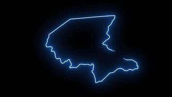 map of Shabwah Governorate in yemen with glowing neon effect video