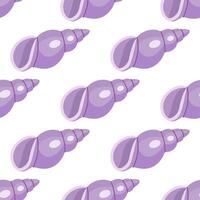 Sea shells vector seamless pattern, mollusks. Flat illustration of seashell.