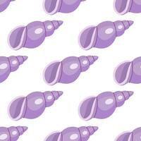 Sea shells vector seamless pattern, mollusks. Flat illustration of seashell.