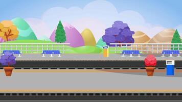 Cartoon Train Station Background Loop BC006 A4 video