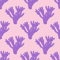 Hand-drawn flat coral seamless pattern. Underwater tropical reef element. Vector design isolated on white background.