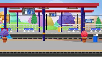 Cartoon Train Station Background Loop BC006 A1 video