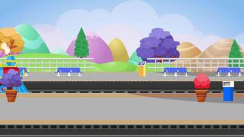 Cartoon Train Station Background Loop BC006 A2 video