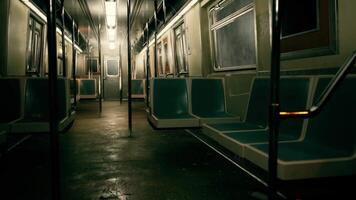 Dimly Lit Subway Car With Empty Seats video