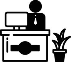 Receptionist glyph and line vector illustration