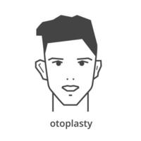 otoplastia línea icono. masculino oído corrección. el plastico cirugía para oído deformidades. vector ilustración