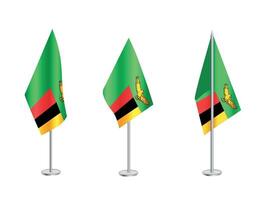 Flag of Zambia with silver pole.Set of Zambia's national flag vector