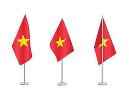 Flag of Vietnam with silver pole.Set of Vietnam's national flag vector