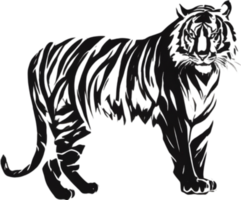 AI generated Japanese-style painting with brush strokes of a Tiger. png