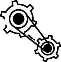 Mechanism glyph and line vector illustration