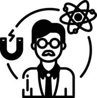 Physicist glyph and line vector illustration