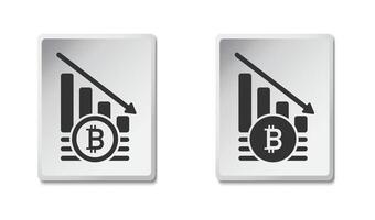 Bitcoin crash graph icon. Collapce of crypto market. Currency crisis. Bitcoin graph down icon. vector