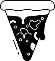 mushroom pizza slice glyph and line vector illustration