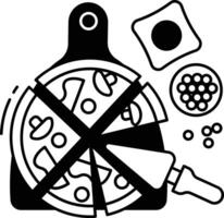 pizza serving glyph and line vector illustration