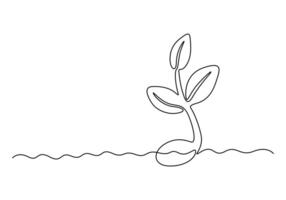 Continuous single line drawing of a sprout vector illustration