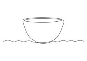 Food bowl continuous one line drawing. Kitchen tools concept vector illustration