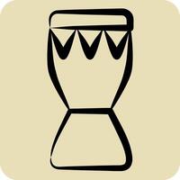 Icon African Drum. related to South Africa symbol. hand drawn style. simple design illustration vector