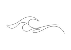 Ocean wave single continuous line drawing vector illustration