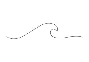 Ocean wave single continuous line drawing vector illustration