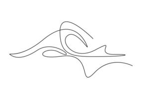 Ocean wave single continuous line drawing vector illustration