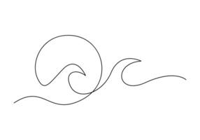 Ocean wave single continuous line drawing vector illustration