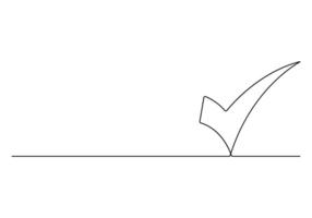 Check mark continuous one line drawing vector illustration