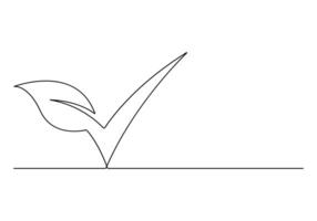 Check mark continuous one line drawing vector illustration