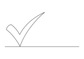 Check mark continuous one line drawing vector illustration