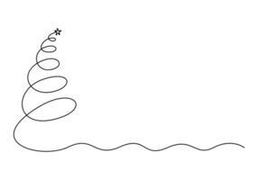 Christmas tree continuous one line drawing vector illustration. Isolated on white background vector illustration