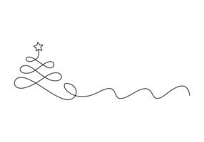 Navidad árbol continuo uno línea dibujo vector ilustración. aislado en blanco antecedentes vector ilustración